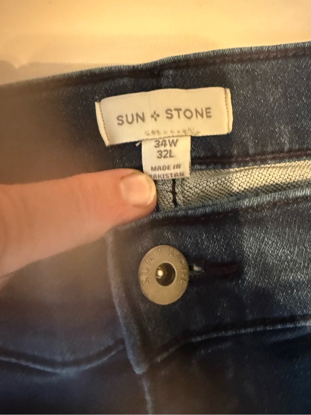 Sun + Stone Men's Dark Blue Straight Leg Jeans